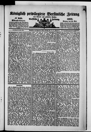 Königlich privilegirte Berlinische Zeitung von Staats- und gelehrten Sachen on May 25, 1903