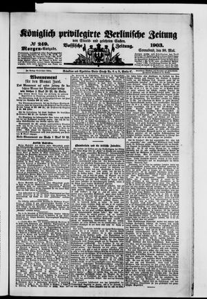 Königlich privilegirte Berlinische Zeitung von Staats- und gelehrten Sachen vom 30.05.1903