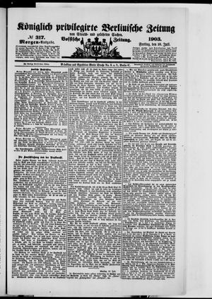 Königlich privilegirte Berlinische Zeitung von Staats- und gelehrten Sachen on Jul 10, 1903