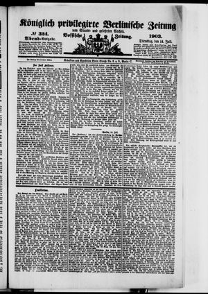 Königlich privilegirte Berlinische Zeitung von Staats- und gelehrten Sachen on Jul 14, 1903