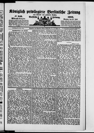 Königlich privilegirte Berlinische Zeitung von Staats- und gelehrten Sachen vom 27.07.1903