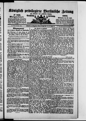 Königlich privilegirte Berlinische Zeitung von Staats- und gelehrten Sachen on Jul 29, 1903