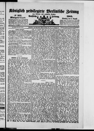 Königlich privilegirte Berlinische Zeitung von Staats- und gelehrten Sachen on Aug 2, 1903