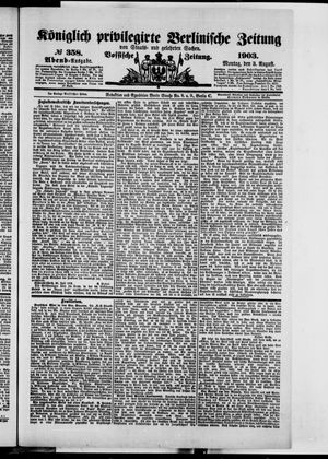 Königlich privilegirte Berlinische Zeitung von Staats- und gelehrten Sachen vom 03.08.1903
