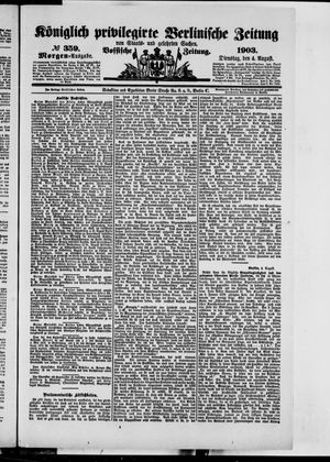 Königlich privilegirte Berlinische Zeitung von Staats- und gelehrten Sachen on Aug 4, 1903