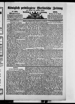 Königlich privilegirte Berlinische Zeitung von Staats- und gelehrten Sachen vom 10.08.1903