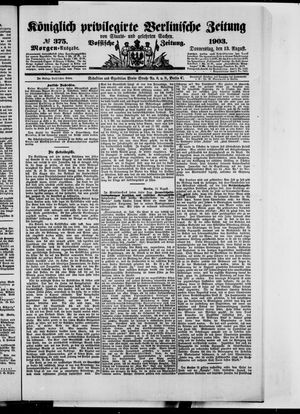 Königlich privilegirte Berlinische Zeitung von Staats- und gelehrten Sachen vom 13.08.1903
