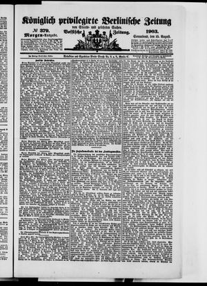 Königlich privilegirte Berlinische Zeitung von Staats- und gelehrten Sachen on Aug 15, 1903