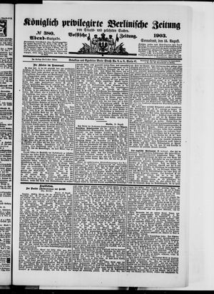 Königlich privilegirte Berlinische Zeitung von Staats- und gelehrten Sachen on Aug 15, 1903