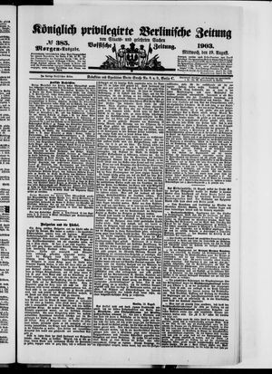 Königlich privilegirte Berlinische Zeitung von Staats- und gelehrten Sachen vom 19.08.1903