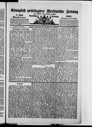 Königlich privilegirte Berlinische Zeitung von Staats- und gelehrten Sachen vom 19.08.1903