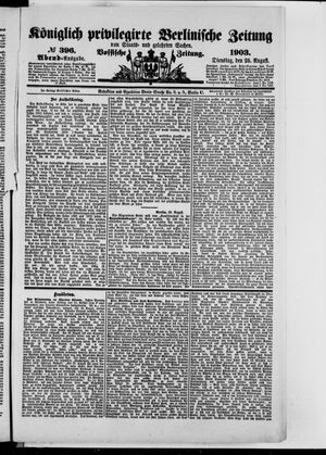 Königlich privilegirte Berlinische Zeitung von Staats- und gelehrten Sachen vom 25.08.1903