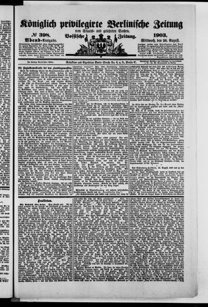 Königlich privilegirte Berlinische Zeitung von Staats- und gelehrten Sachen vom 26.08.1903
