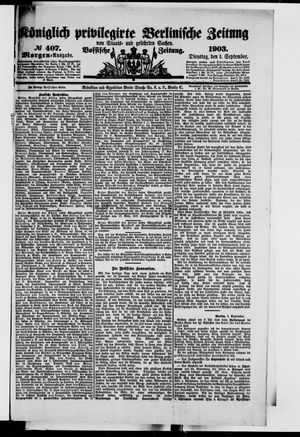 Königlich privilegirte Berlinische Zeitung von Staats- und gelehrten Sachen vom 01.09.1903
