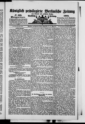 Königlich privilegirte Berlinische Zeitung von Staats- und gelehrten Sachen on Sep 10, 1903