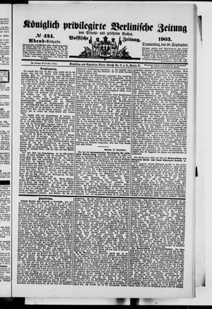 Königlich privilegirte Berlinische Zeitung von Staats- und gelehrten Sachen on Sep 10, 1903