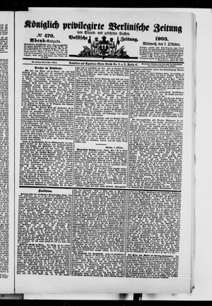 Königlich privilegirte Berlinische Zeitung von Staats- und gelehrten Sachen on Oct 7, 1903