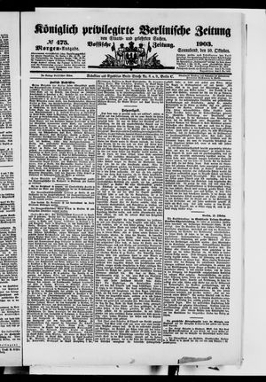Königlich privilegirte Berlinische Zeitung von Staats- und gelehrten Sachen on Oct 10, 1903