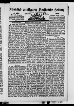 Königlich privilegirte Berlinische Zeitung von Staats- und gelehrten Sachen on Oct 10, 1903