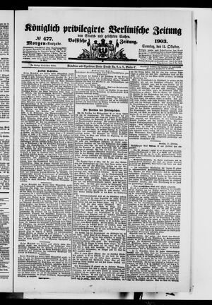 Königlich privilegirte Berlinische Zeitung von Staats- und gelehrten Sachen vom 11.10.1903