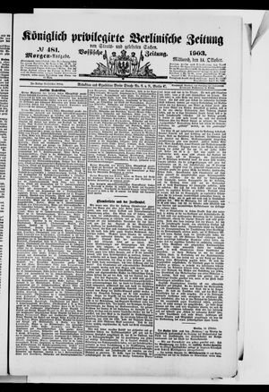 Königlich privilegirte Berlinische Zeitung von Staats- und gelehrten Sachen on Oct 14, 1903