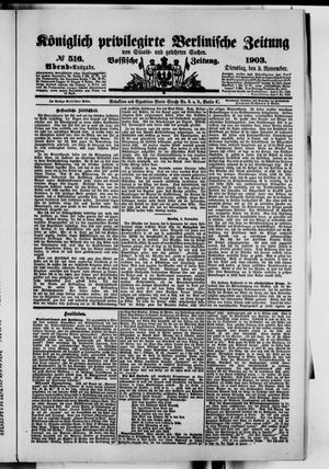 Königlich privilegirte Berlinische Zeitung von Staats- und gelehrten Sachen vom 03.11.1903