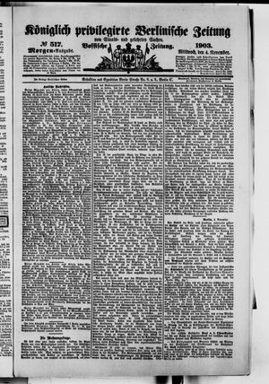 Königlich privilegirte Berlinische Zeitung von Staats- und gelehrten Sachen vom 04.11.1903
