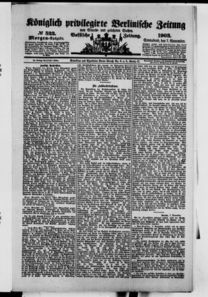 Königlich privilegirte Berlinische Zeitung von Staats- und gelehrten Sachen vom 07.11.1903