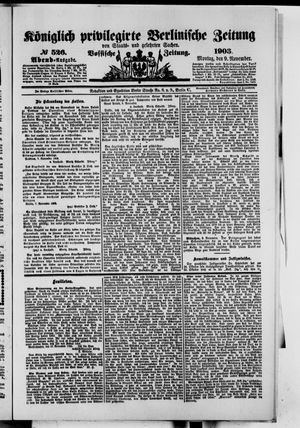 Königlich privilegirte Berlinische Zeitung von Staats- und gelehrten Sachen on Nov 9, 1903