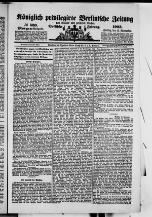 Königlich privilegirte Berlinische Zeitung von Staats- und gelehrten Sachen vom 13.11.1903