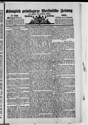 Königlich privilegirte Berlinische Zeitung von Staats- und gelehrten Sachen vom 17.11.1903