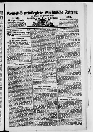 Königlich privilegirte Berlinische Zeitung von Staats- und gelehrten Sachen vom 18.11.1903