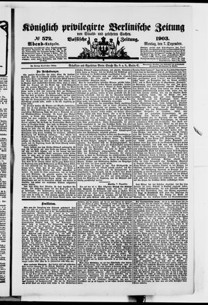 Königlich privilegirte Berlinische Zeitung von Staats- und gelehrten Sachen vom 07.12.1903