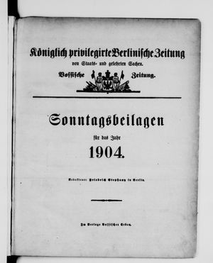 Königlich privilegirte Berlinische Zeitung von Staats- und gelehrten Sachen vom 01.01.1904