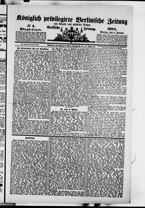 Königlich privilegirte Berlinische Zeitung von Staats- und gelehrten Sachen vom 04.01.1904