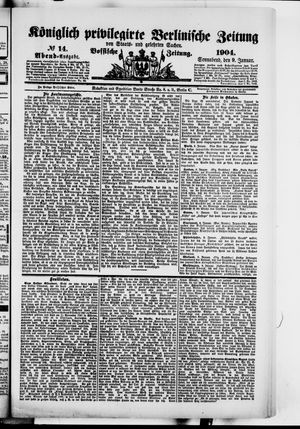 Königlich privilegirte Berlinische Zeitung von Staats- und gelehrten Sachen vom 09.01.1904