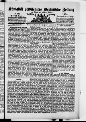 Königlich privilegirte Berlinische Zeitung von Staats- und gelehrten Sachen vom 14.01.1904
