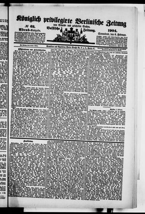 Königlich privilegirte Berlinische Zeitung von Staats- und gelehrten Sachen vom 06.02.1904