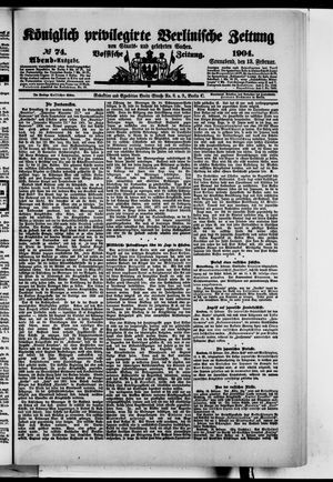 Königlich privilegirte Berlinische Zeitung von Staats- und gelehrten Sachen vom 13.02.1904