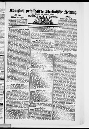 Königlich privilegirte Berlinische Zeitung von Staats- und gelehrten Sachen vom 17.02.1904