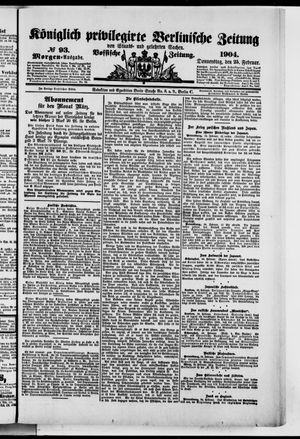 Königlich privilegirte Berlinische Zeitung von Staats- und gelehrten Sachen vom 25.02.1904