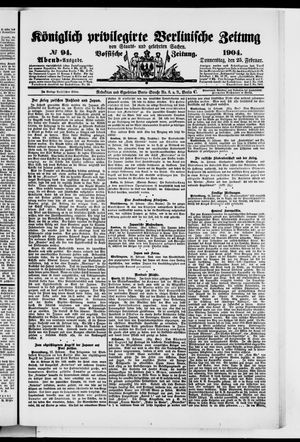Königlich privilegirte Berlinische Zeitung von Staats- und gelehrten Sachen vom 25.02.1904