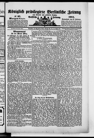 Königlich privilegirte Berlinische Zeitung von Staats- und gelehrten Sachen vom 27.02.1904