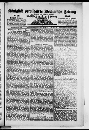 Königlich privilegirte Berlinische Zeitung von Staats- und gelehrten Sachen vom 27.02.1904