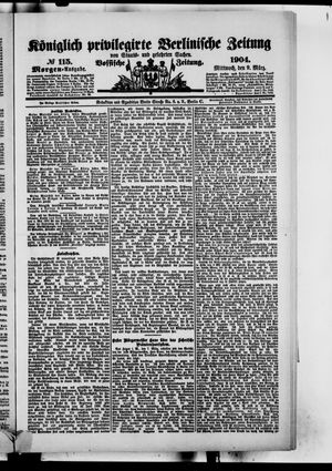 Königlich privilegirte Berlinische Zeitung von Staats- und gelehrten Sachen vom 09.03.1904