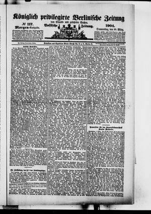 Königlich privilegirte Berlinische Zeitung von Staats- und gelehrten Sachen vom 10.03.1904