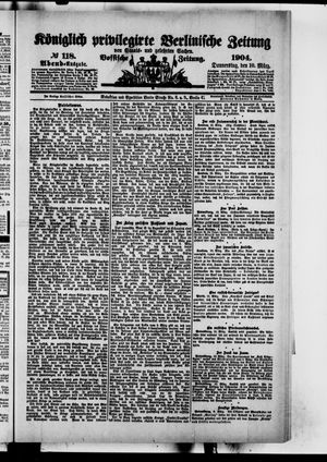 Königlich privilegirte Berlinische Zeitung von Staats- und gelehrten Sachen vom 10.03.1904