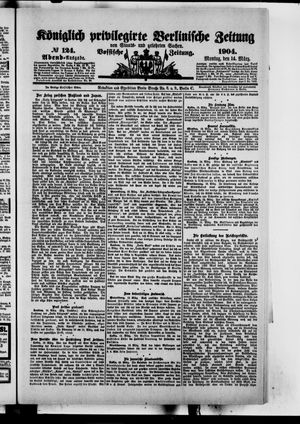 Königlich privilegirte Berlinische Zeitung von Staats- und gelehrten Sachen vom 14.03.1904