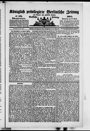 Königlich privilegirte Berlinische Zeitung von Staats- und gelehrten Sachen vom 13.04.1904
