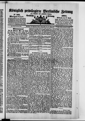 Königlich privilegirte Berlinische Zeitung von Staats- und gelehrten Sachen vom 27.04.1904